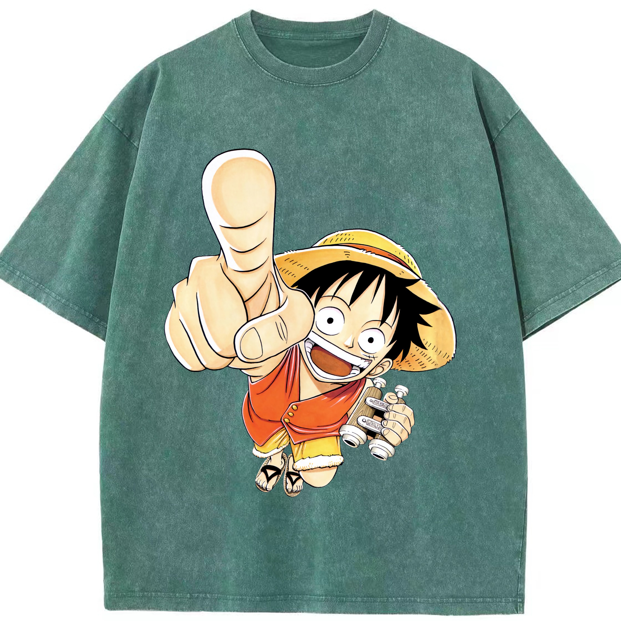 ワンピース モンキー・D・ルフィ ONE PIECE Monkey D. Luffy 綿100% ヴィンテージ風 半袖Tシャツ（フロントプリント）